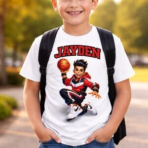 Personalized Jayden White Kids Basketball Graphic Tee